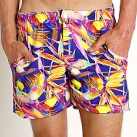 LASC XL Swim Short Magenta Fish NWT Malibu Print - Picture 3 of 7